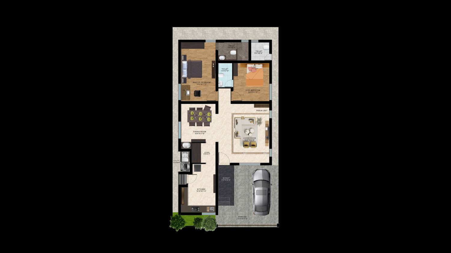 2 BHK Floor Plan